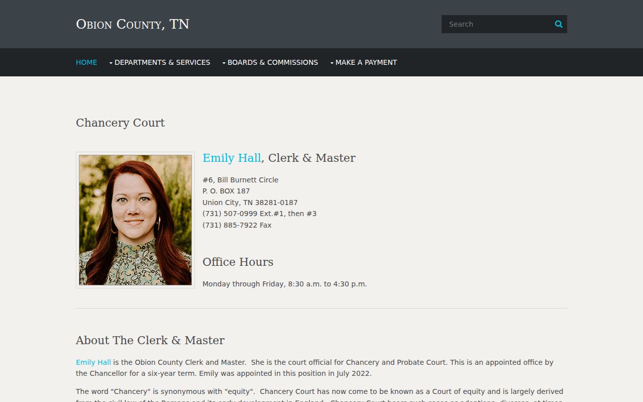 Obion County warrant records contrasted with the separate Chancery and Clerk and Master office