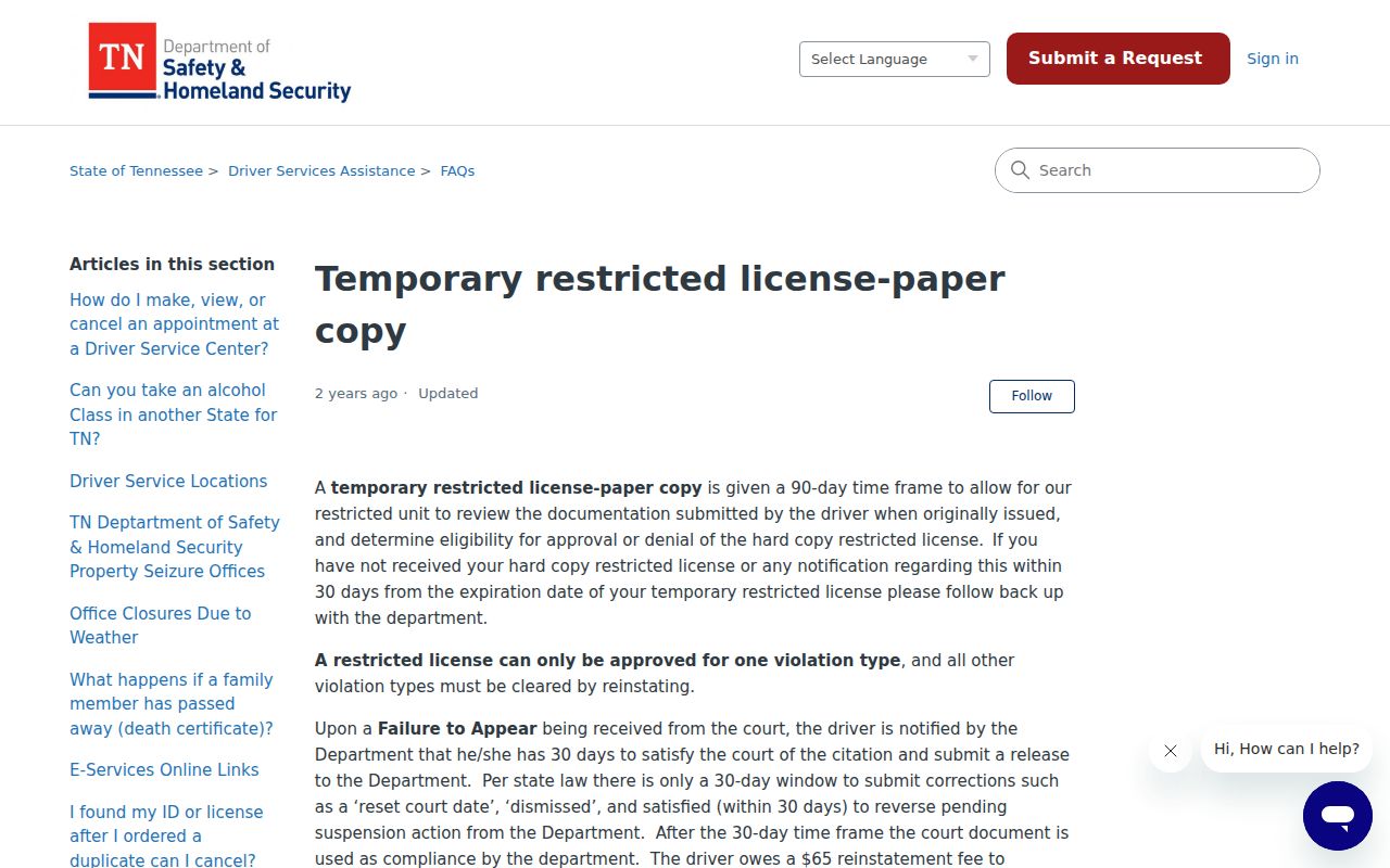 Obion County traffic warrant and Tennessee failure-to-appear release guidance