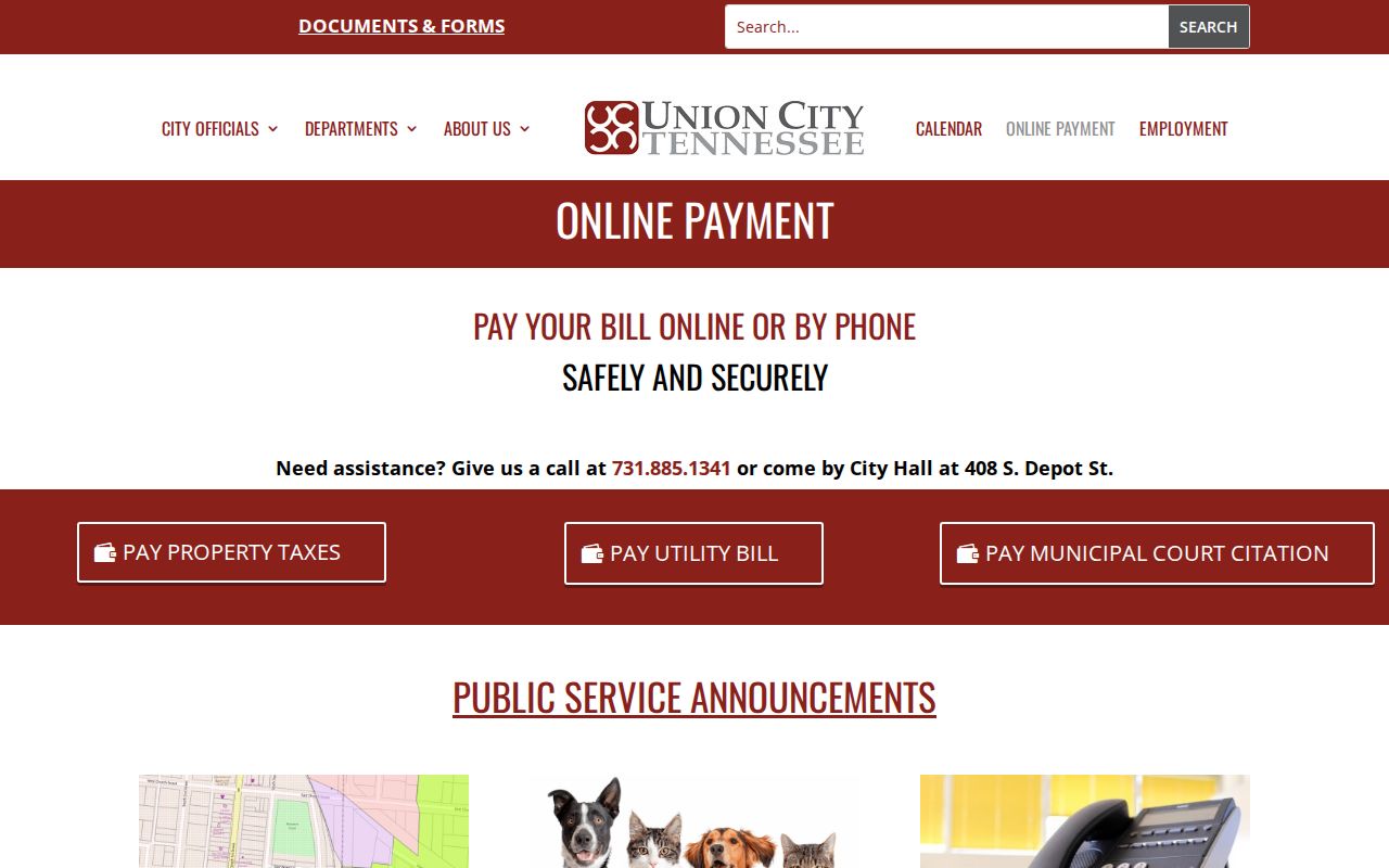 Union City warrant record route from the official online-payment page