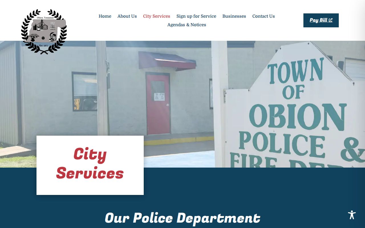 Obion town warrant routing through its official town services and police contacts