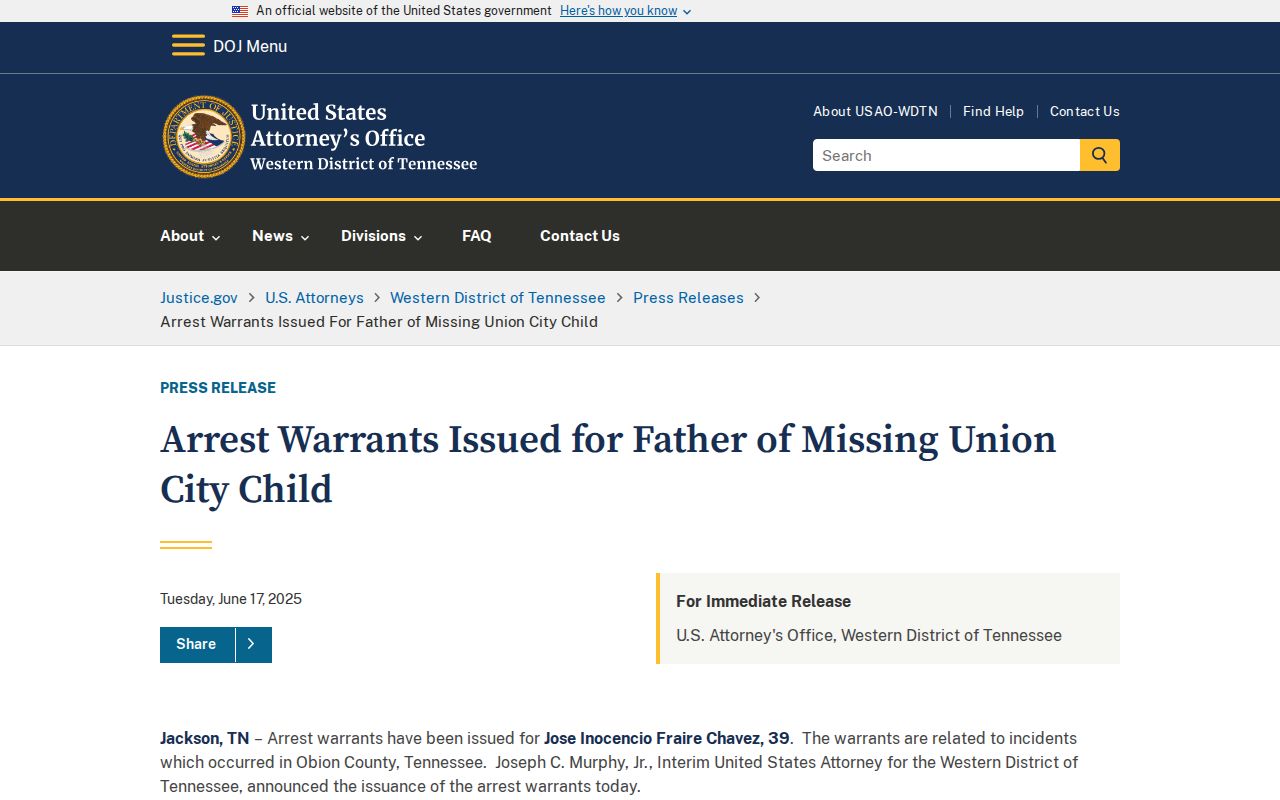 Obion County arrest warrant records and the federal court coordination context