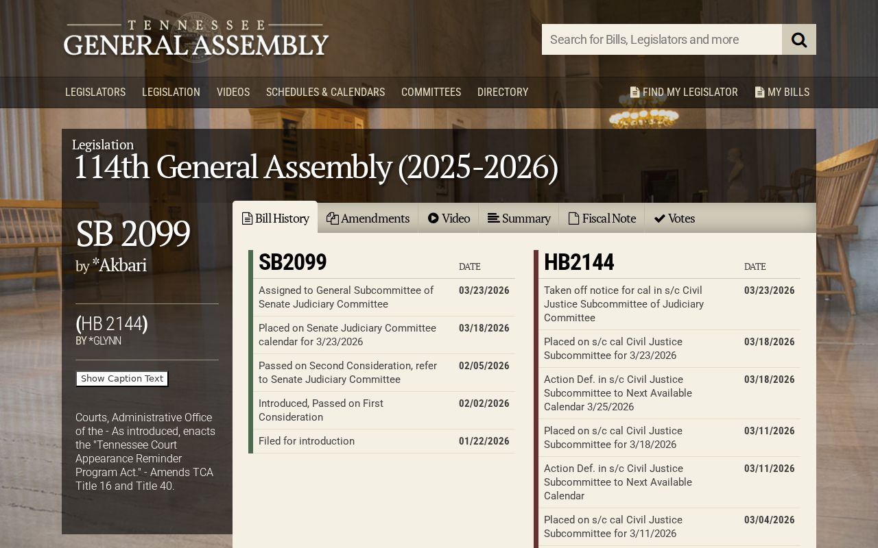 Obion County bench warrant future context from the Tennessee court appearance reminder bill