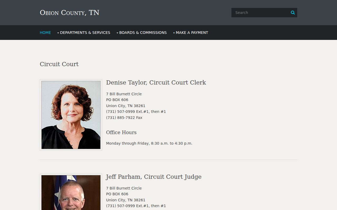 Obion County arrest warrant record route through the Circuit Court Clerk